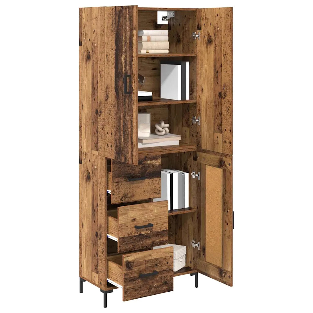 Credenza | Madia | Buffet da pranzo | Armadio da pranzo Legno vecchio 69,5 x 34 x 180 cm Legno multistrato