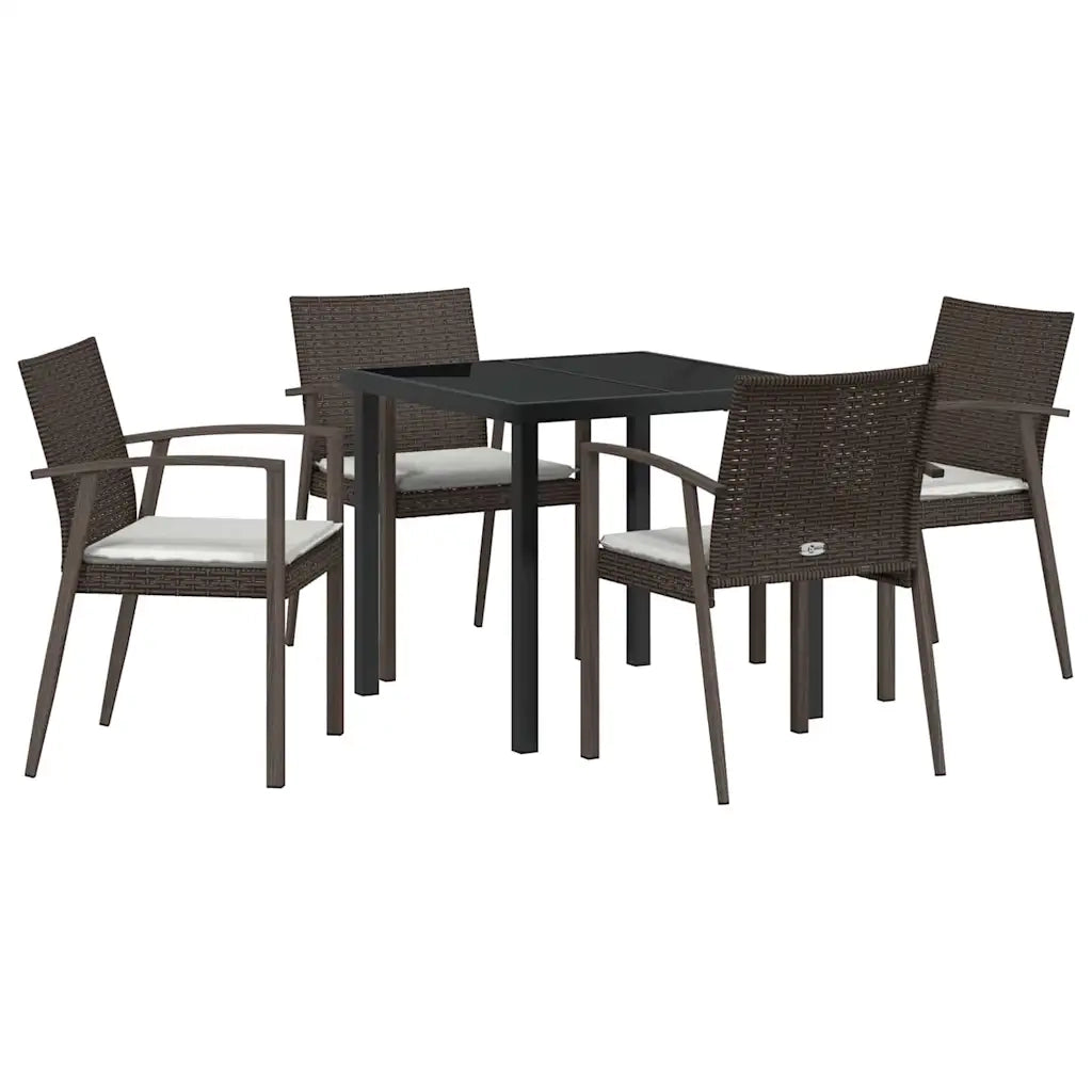 Set da Pranzo per Giardino 5 pcs Marrone e Nero Rattan in PE 3379059