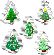 Set di stampi per dolci a forma di albero di Natale in acciaio inossidabile, 5 pezzi