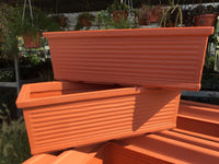 Fioriera rettangolare millerighe in resina da 100cm Colore: Terracotta