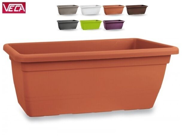FIORIERA RETTANGOLARE ANTHEA IN PLASTICA DA 80CM COMPLETA DI SOTTOVASO Colore: Terracotta
