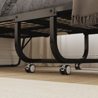 Letto Pieghevole Singolo 90x200 cm con Materasso Spesso 10 cm Rete in Metallo Nero