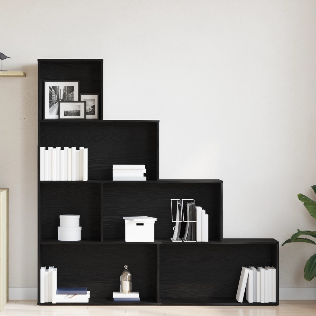 Libreria/Paravento Nero Rovere 155x24x160cm Legno Ingegnerizzato