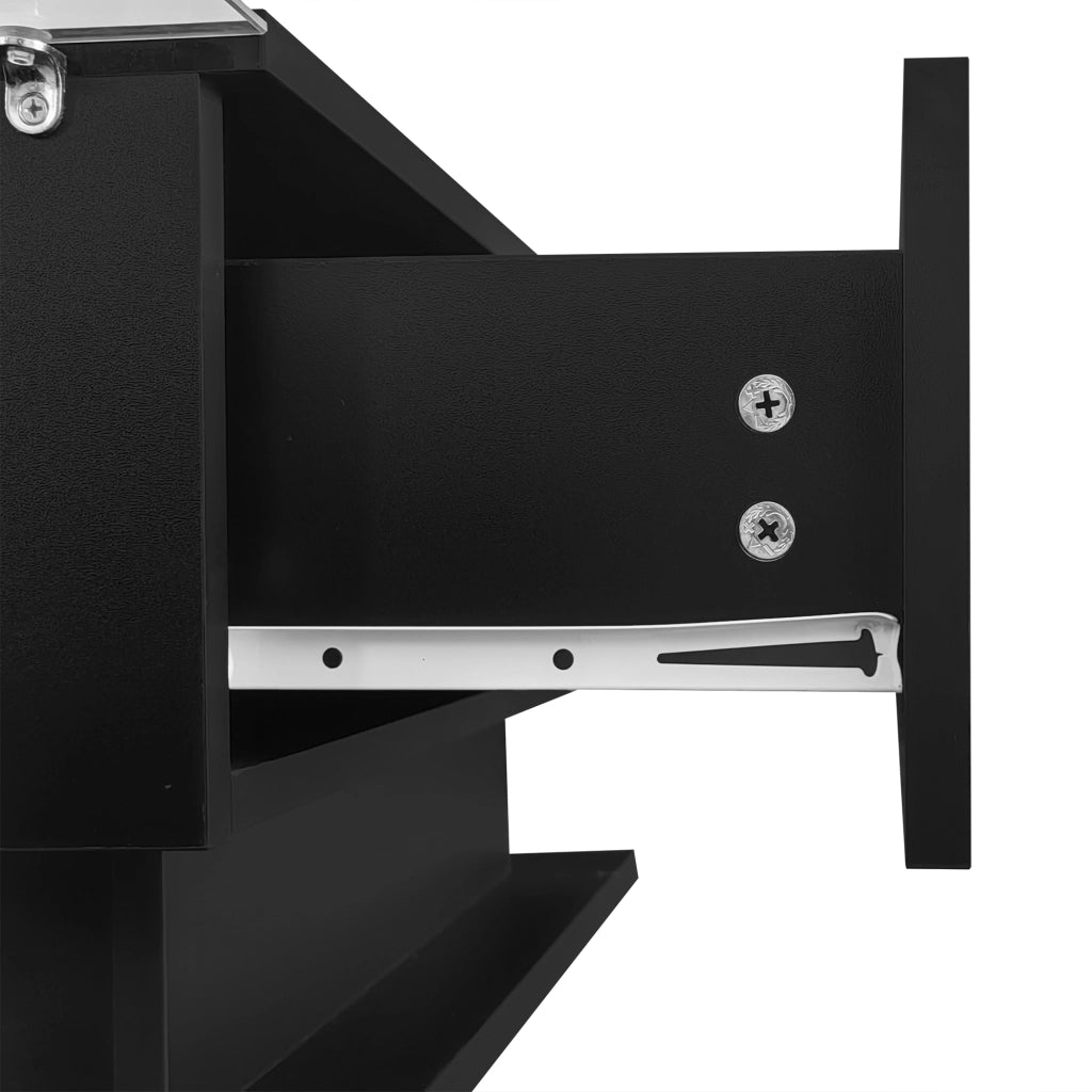 Tavolino da caffè con 1 Cassetto e LED tramite App; Piano in Vetro e Finitura Lucida; in Pannelli di Particelle; 100×50×32 cm; Nero