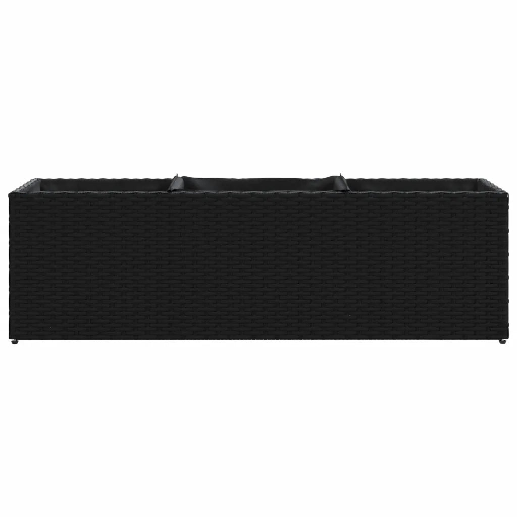 Fioriere da Giardino con 3 Vasi Nere 105x30x32 cm in Polyrattan 3210522