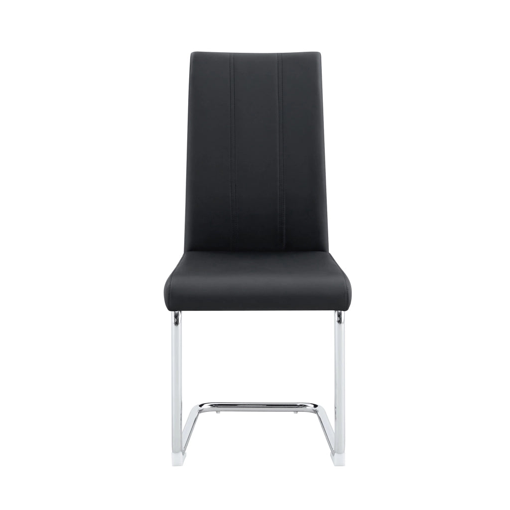 Sedia da Pranzo Moderna ¨C MINIMAL ¨C Nero, Similpelle, Gambe in Metallo
