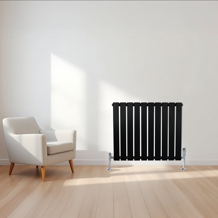 Radiatore Orizzontale 600 x 700 mm con Valvole TRV Nero