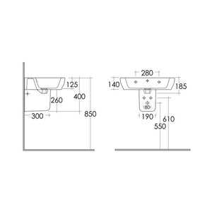 Semicolonna per lavabo della serie moon