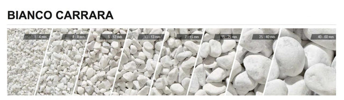 10 Sacchi da 25kg di Ciottoli marmo Bianco Carrara 40/60 mm sassi pietre