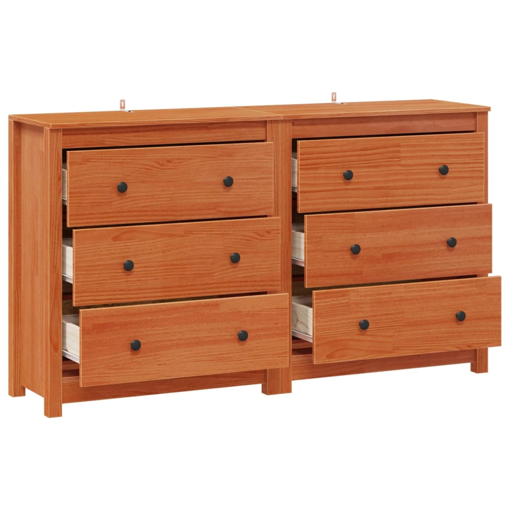 Credenza con cassetto 2 pcs Marrone Cera 140 x 35 x 80 cm 3424975