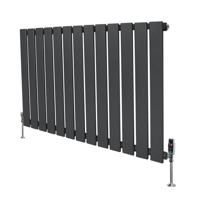 Radiatore Orizzontale 600 x 910 mm con Valvole TRV Grigio Antracite