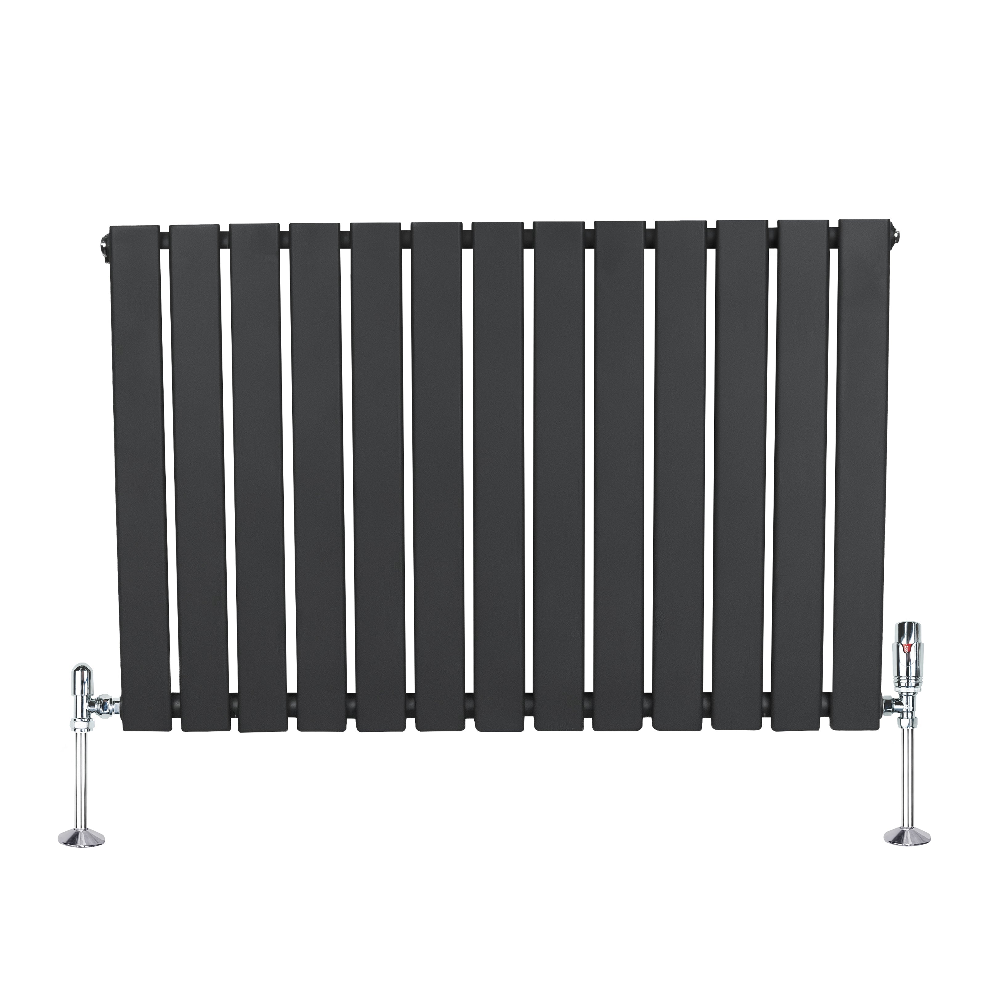 Radiatore Orizzontale 600 x 910 mm con Valvole TRV Grigio Antracite