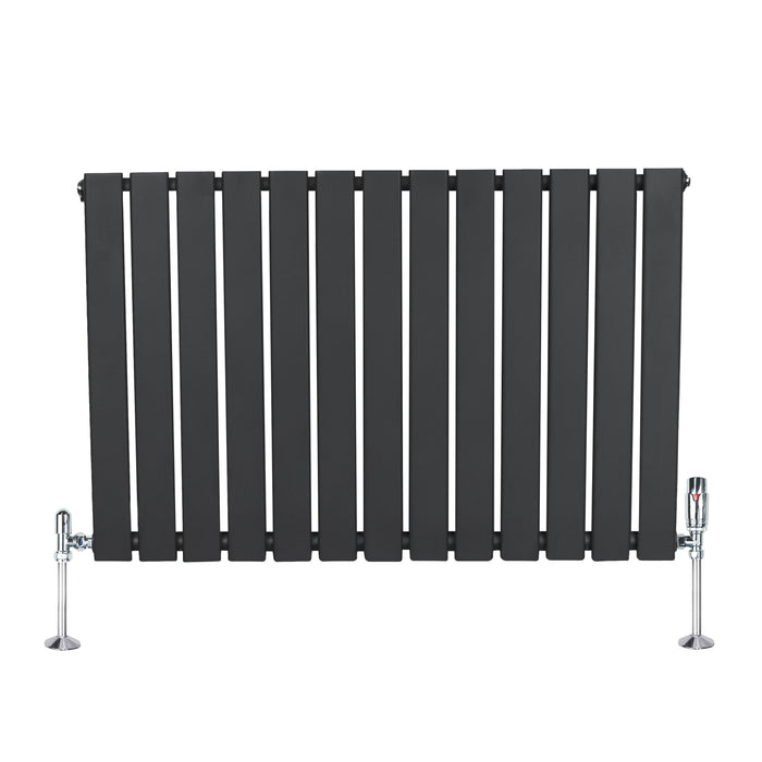 Radiatore Orizzontale 600 x 910 mm con Valvole TRV Grigio Antracite