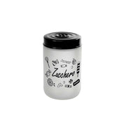 BARATTOLO IN VETRO SATINATO TOP NERO DA 660 ML 15 CM PER ZUCCHERO