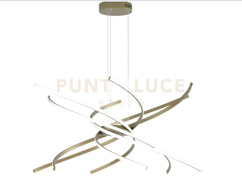 TORNADO SOSPENSIONE D.100 CM. ORO BRUNITO VERNICIATO LUCE NATURALE 4000K 1163-S100 N-OB
