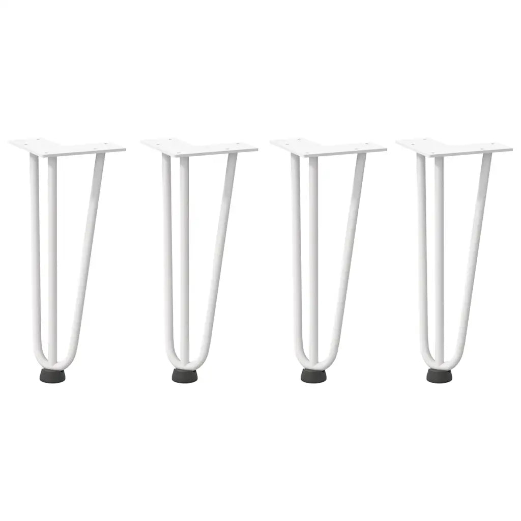 Gambe a forcina per tavolino 4 pz bianche 30 cm in acciaio massiccio 4012437