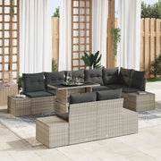 Set Divano da Giardino 9 pcs Grigio chiaro Poly Rattan 3357945