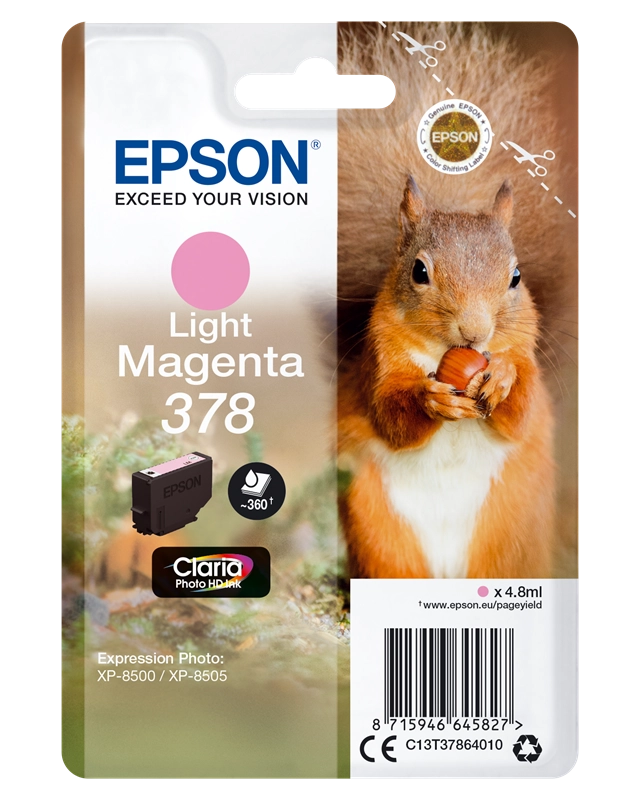 Epson Squirrel Singlepack Light Magenta 378 Claria Photo HD Ink