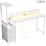 Scrivania Gaming Tavolo per Computer 147x47x130 cm con Supporto CPU Regolabile e Reversibile Luci RGB Prese e Porte USB