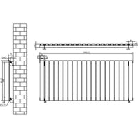 Radiatore Orizzontale 600 x 1400 mm con Valvole TRV Nero