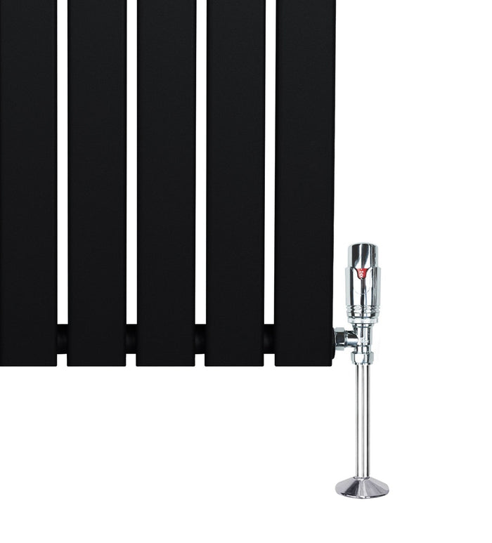 Radiatore Orizzontale 600 x 1400 mm con Valvole TRV Nero