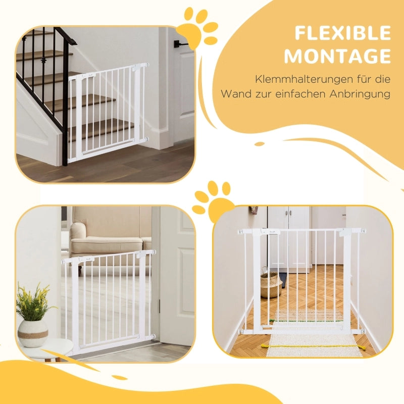 Barriera estensibile a forbice con chiusura automatica larghezza regolabile 75-96 cm in acciaio bianco