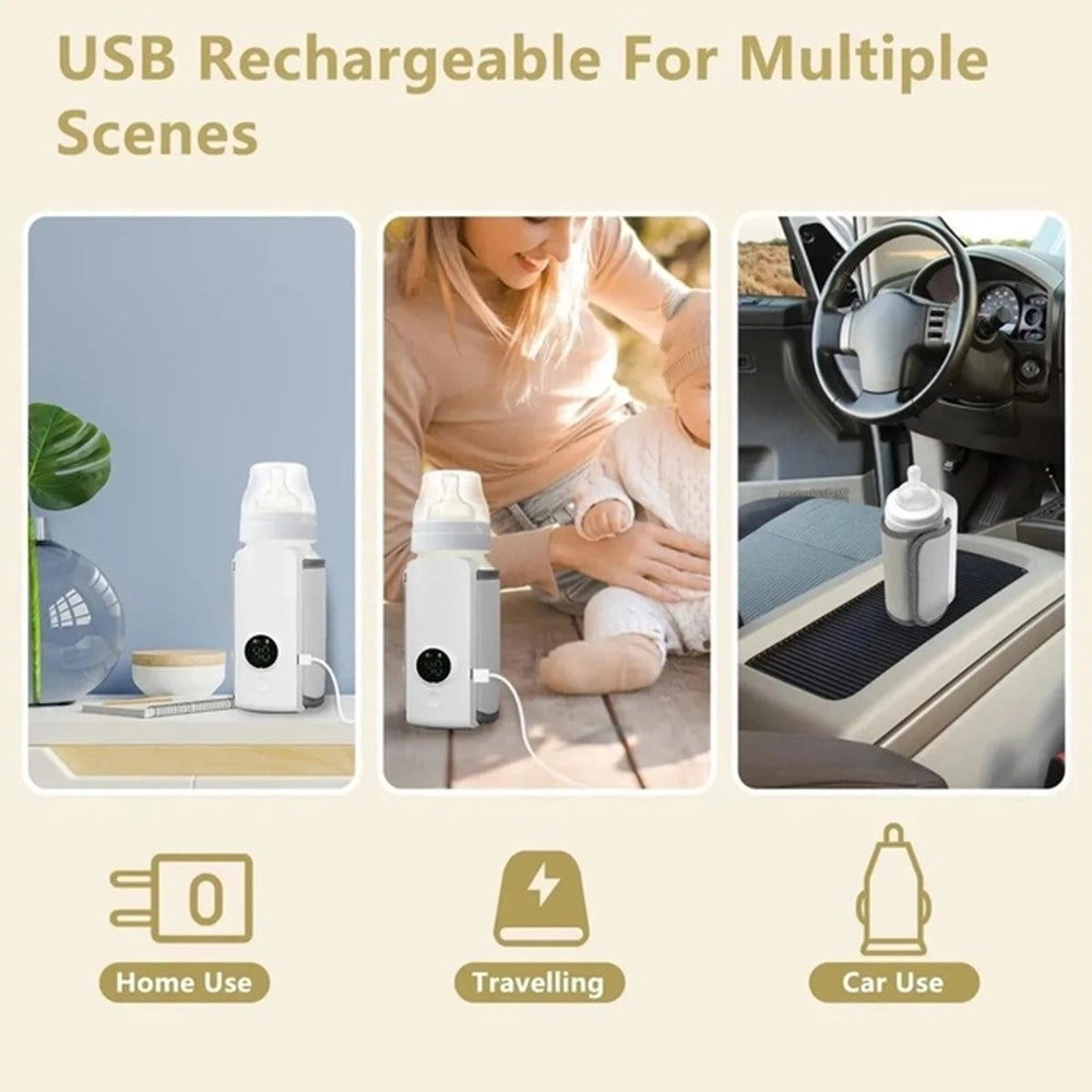 Trade Shop - Scaldabiberon Portatile Ricaricabile Usb Riscaldamento Rapido Con 6 Livelli Di Temperatura -