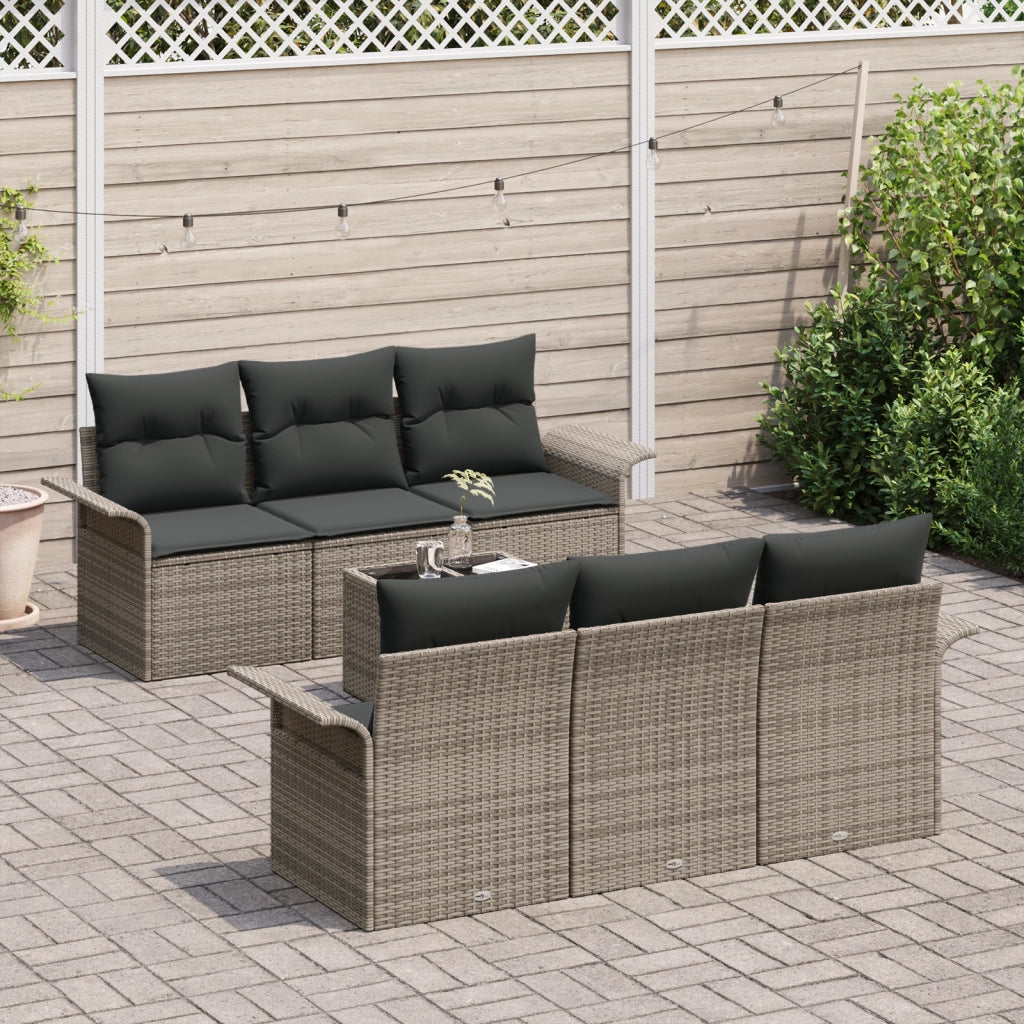 Set Divano Giardino Cuscini Grigio Polyrattan