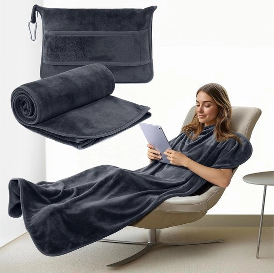 Panno da viaggio pieghevole in cuscino - 1 pezzo - Grigio - 100 x 160 cm