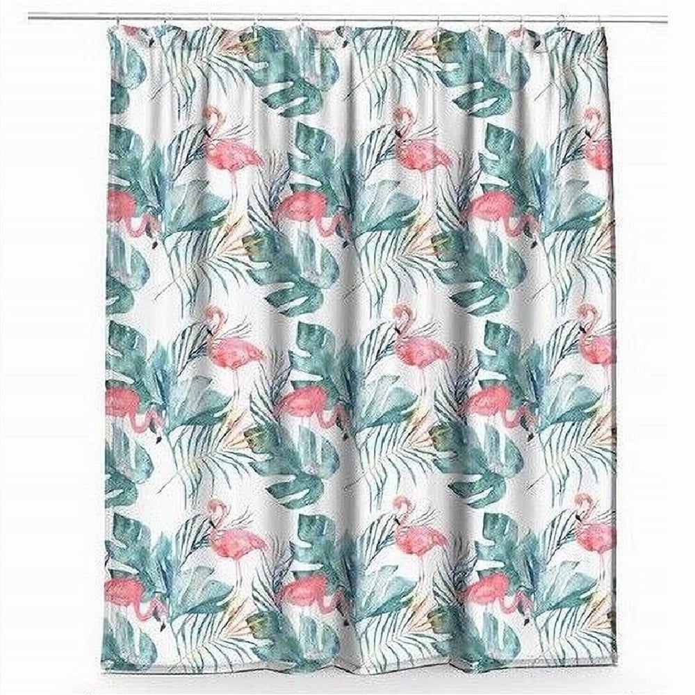 Trade Shop - Tenda Doccia Antimuffa Impermeabile 180x200cm Con Anelli Bagno Fenicotteri 69957 -