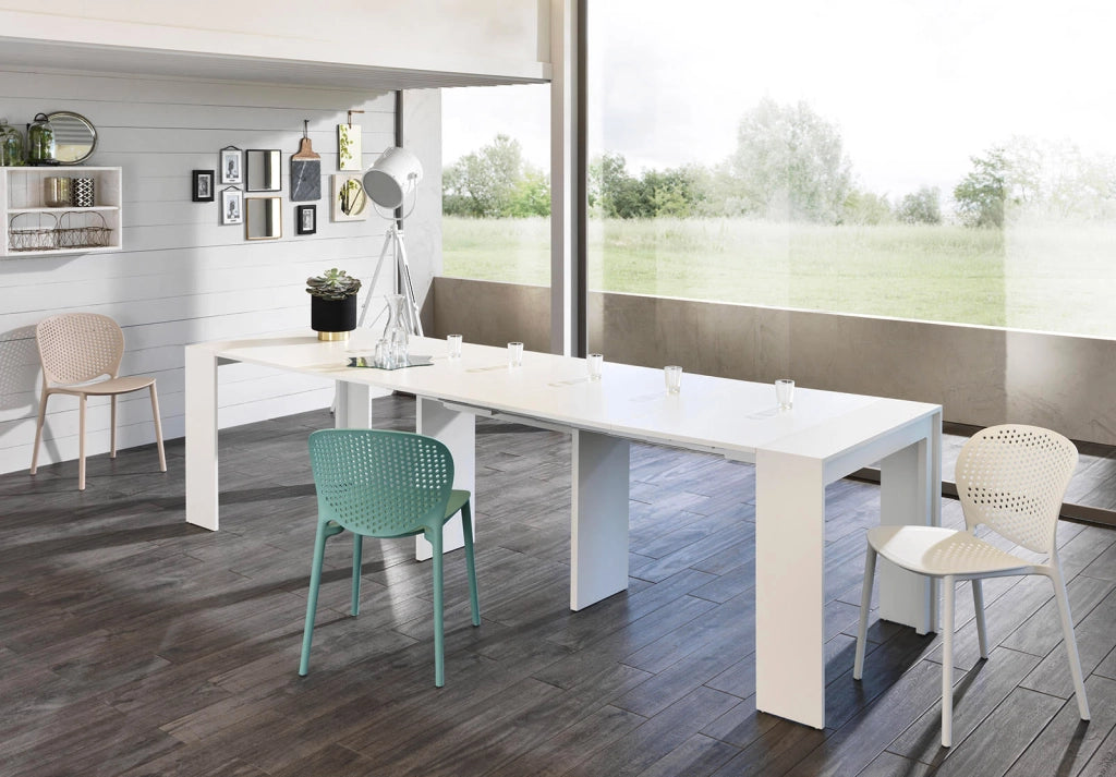 Consolle Allungabile 90x42,5/302,5xH76 cm in Mdf laccato Pinocchio Bianco