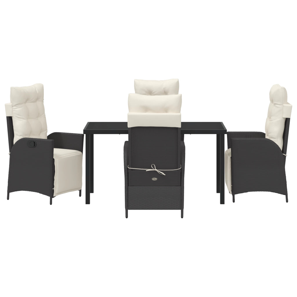 Set da Pranzo da Giardino da 5 Pezzi Rattan Nero Polietileno