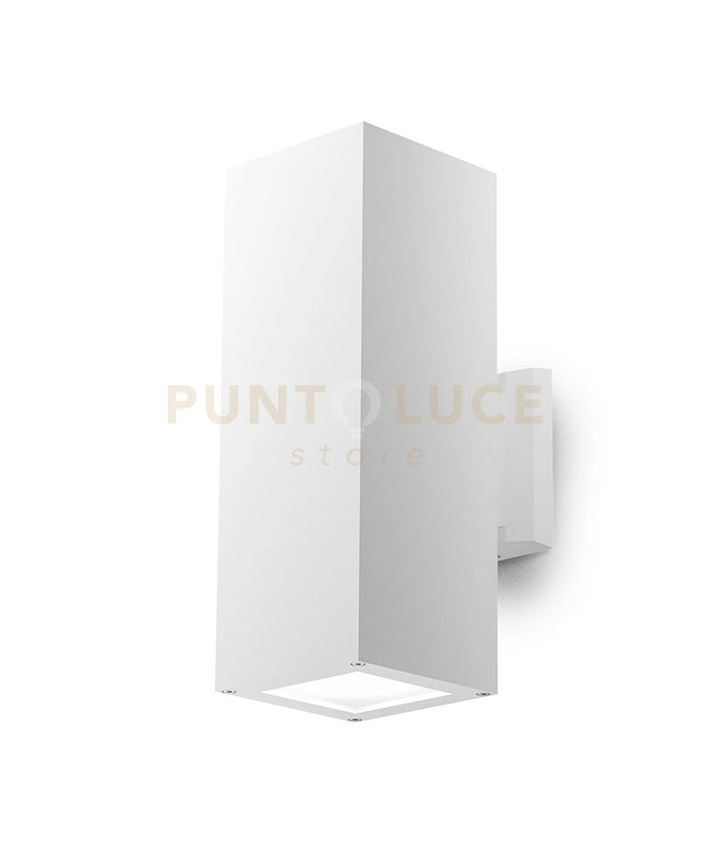 GES1017- APPLIQUE RETTANGOLARE IN ALLUMINIO COLORE BIANCA 2 LUCI ATTCCO E27 IP65