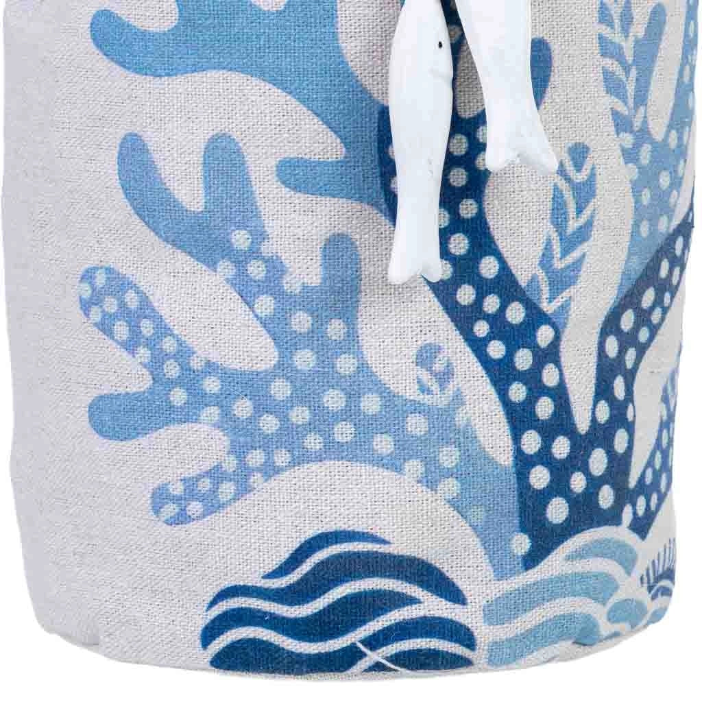Fermaporta in cotone con alghe blu, 12x12x26h cm