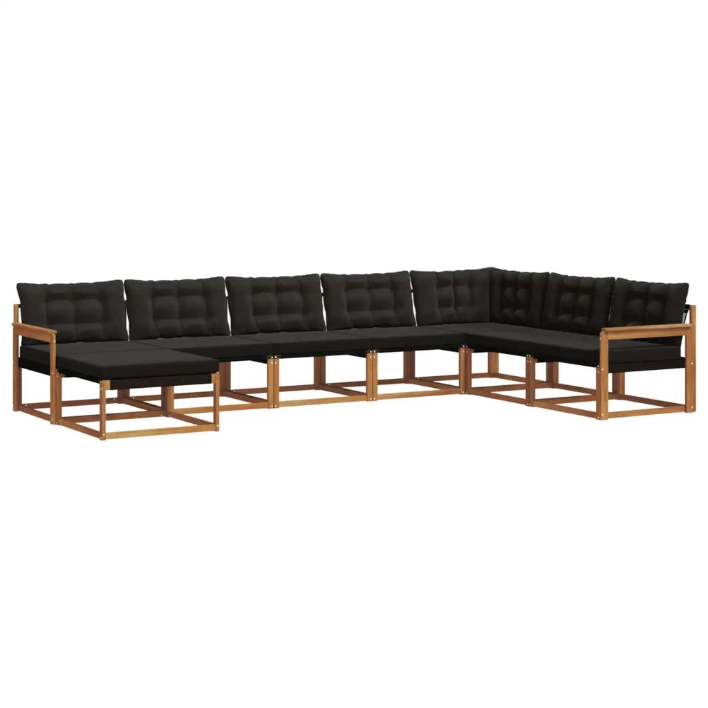 Set di divani da esterno con cuscino 8 pcs Naturale e Nero