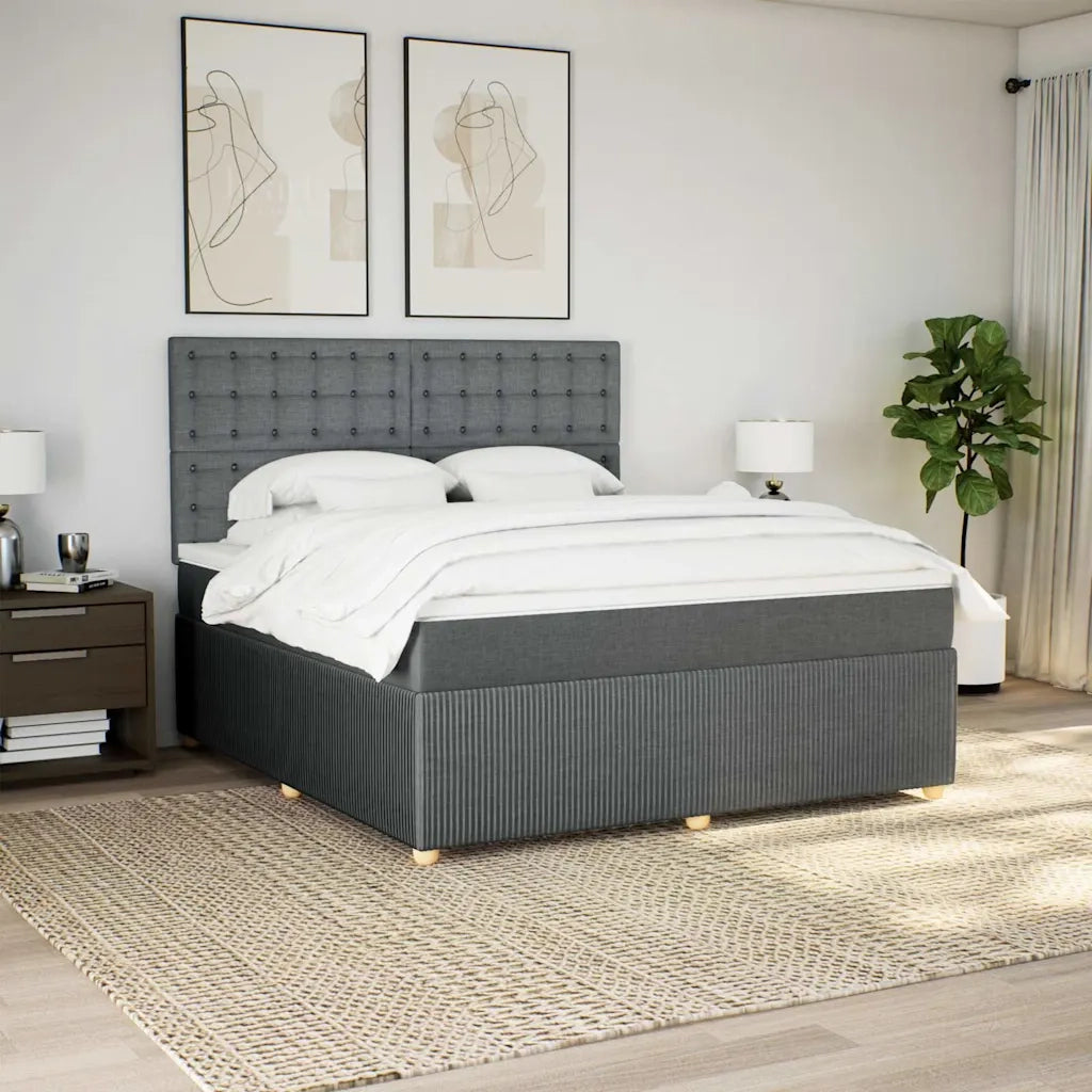 Giroletto a Molle con Materasso Grigio Scuro 180x200 cm Tessuto