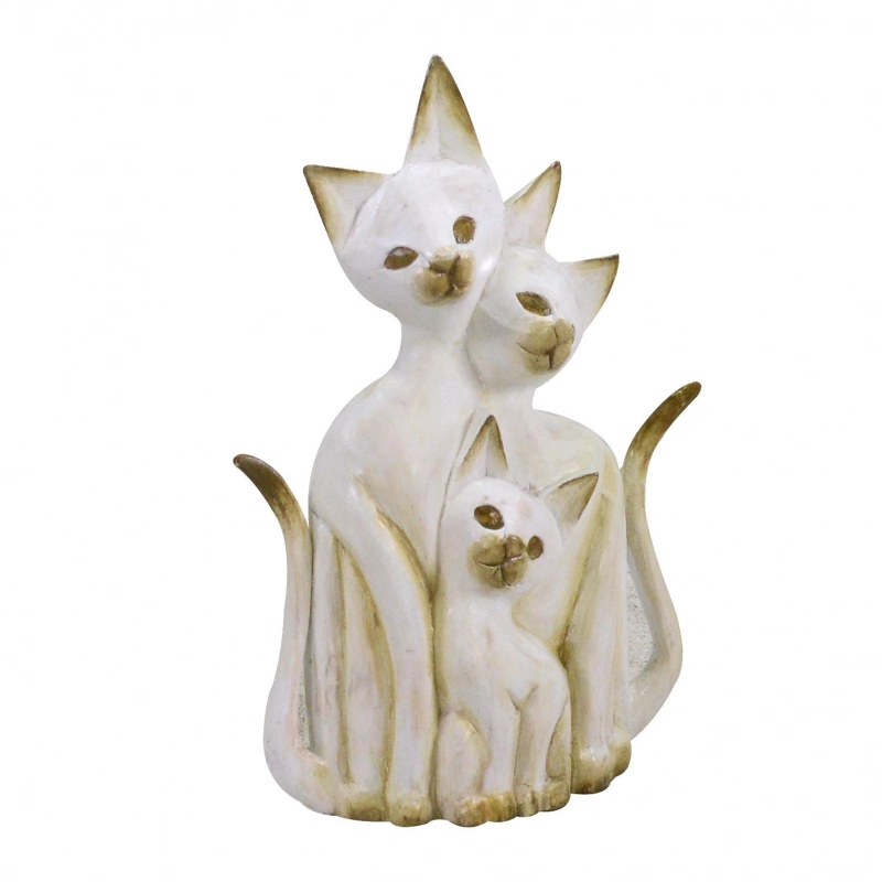 Gatto legno bianco marrone cm 26x7h40