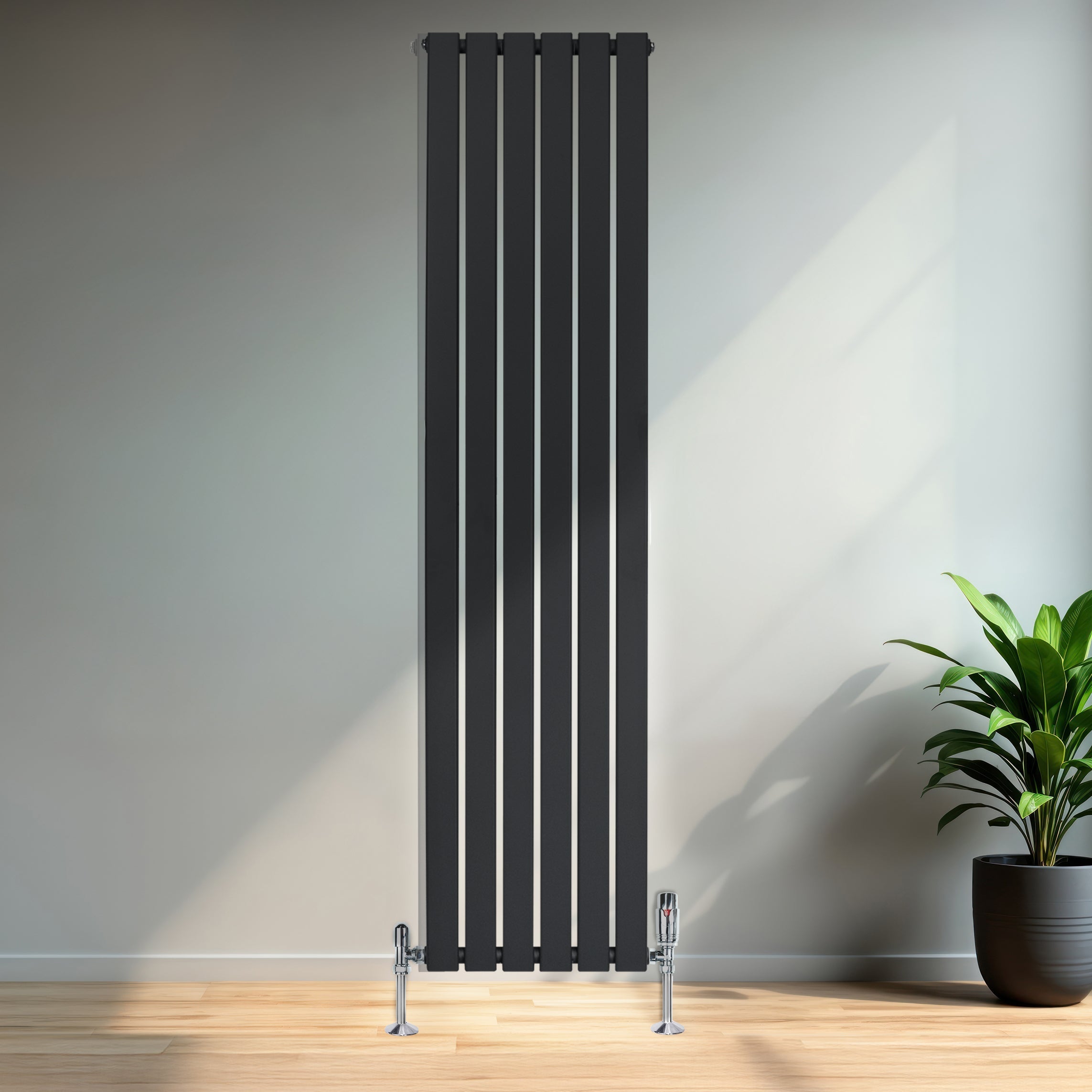 Radiatore Orizzontale 1800 x 420 mm con Valvole TRV Grigio Antracite