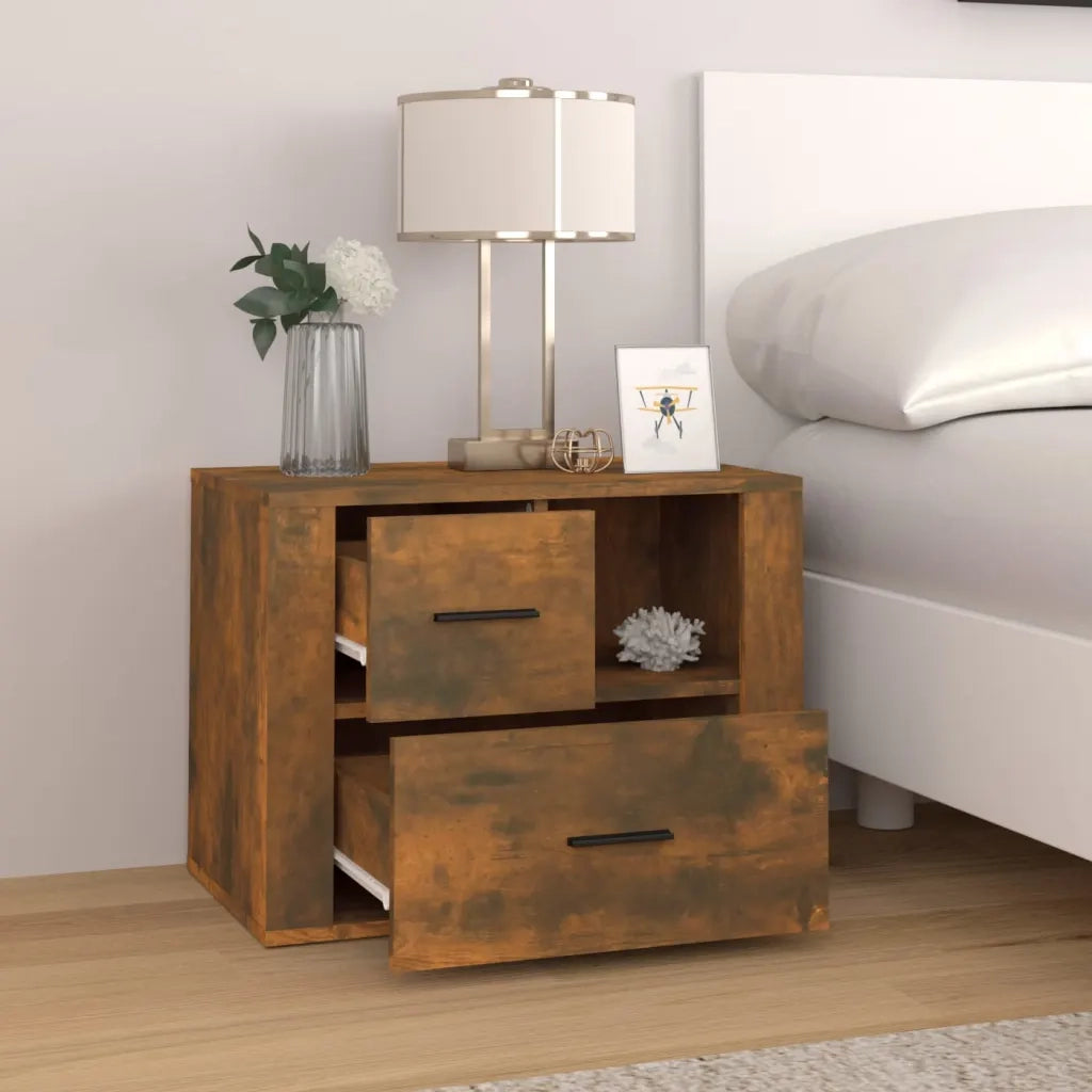 Comodino-Tavolino da notte Rovere Fumo 60x36x45 cm Legno Multistrato