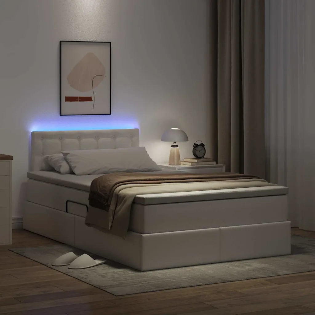 Letto con contenitore e LED con led Bianco Puro 120 x 200 cm