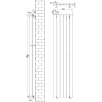 Radiatore Orizzontale 1800 x 420 mm con Valvole TRV Bianco