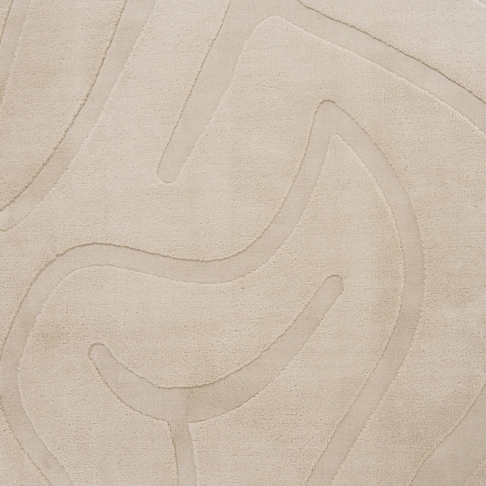 Tappeto da salotto jacquard, 160 x 160 cm a pelo corto beige Stile Moderno