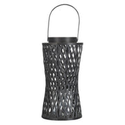 Lanterna a candela in legno di bambù nero da 38 cm con portacandele in vetro in stile Boho per interni