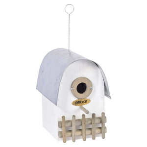 dobar Cassetta Nido Uccelli Ivory Tetto Rotondo Zinco Bianca e Argento 446277