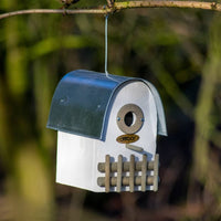 dobar Cassetta Nido Uccelli Ivory Tetto Rotondo Zinco Bianca e Argento 446277