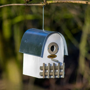 dobar Cassetta Nido Uccelli Ivory Tetto Rotondo Zinco Bianca e Argento 446277