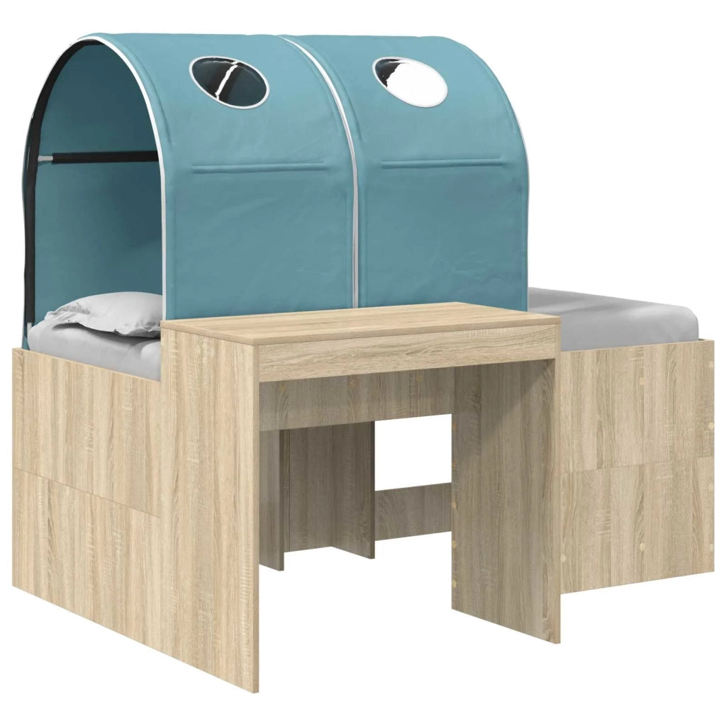 Letto con Tunnel 3 pz Rovere Artigianale e Blu Chiaro 3423516
