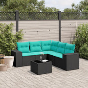 Set Divani da Giardino 6 pz con Cuscini Nero in Polyrattan 3222556