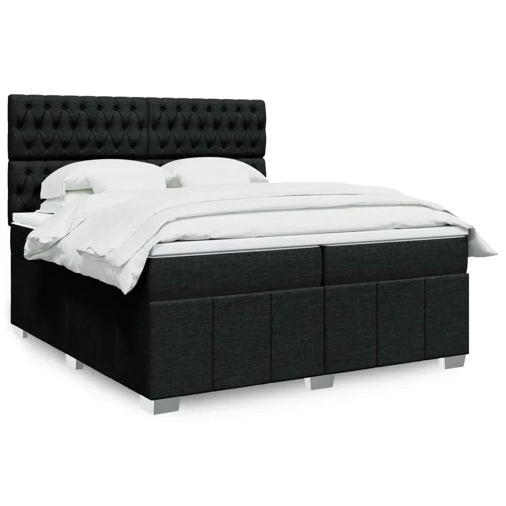 Giroletto a Molle con Materasso Nero 200x200 cm in Tessuto 3291784