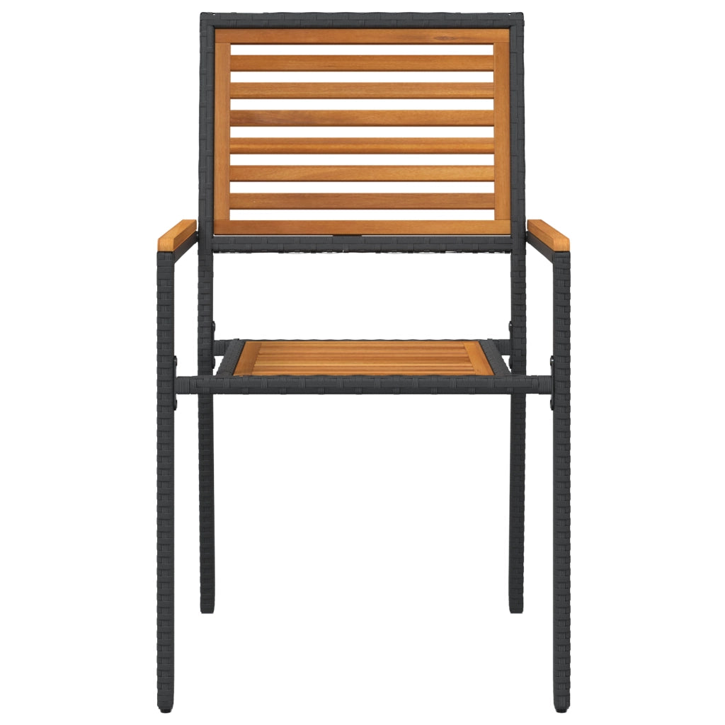 Sedia da giardino impilabile  con cuscini nera in polyrattan (set da 2)